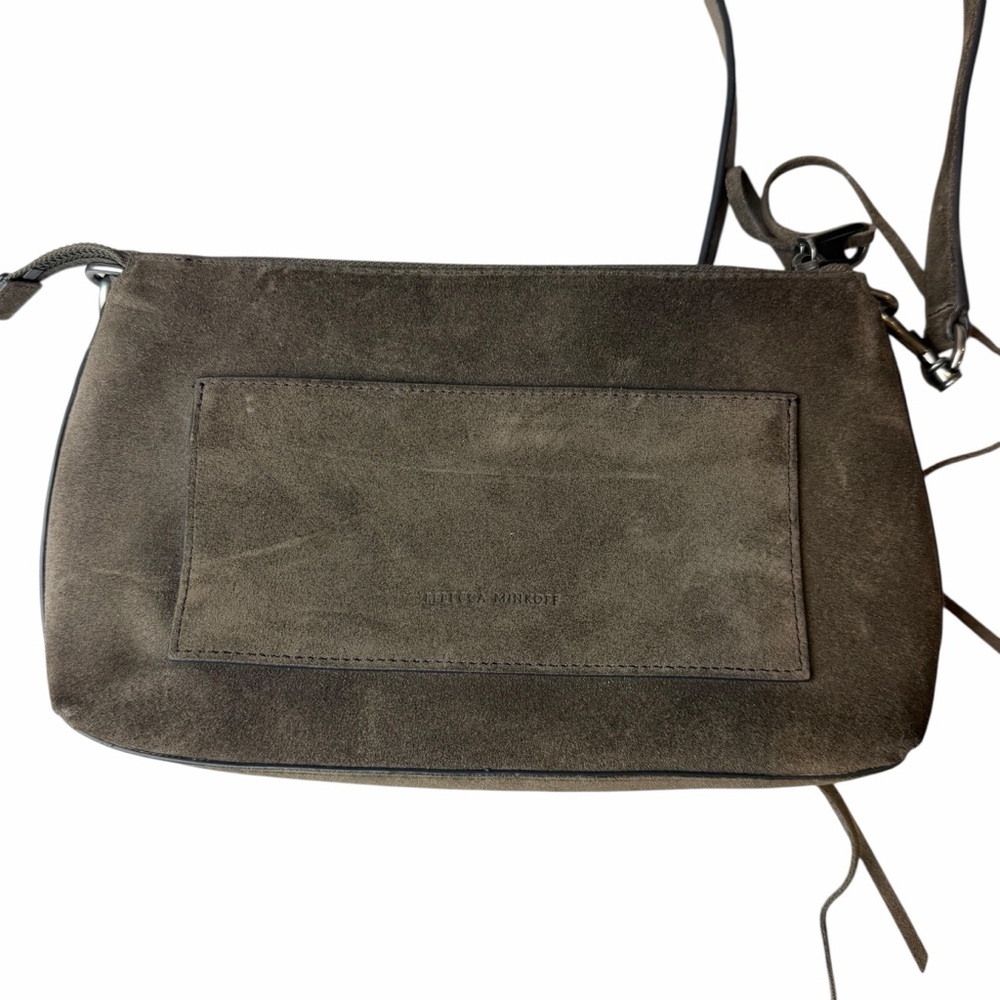 Rebecca Minkoff Darren Top Zip Shoulder Bag – Taupe Suede Leather Retail $350 - Picture 6 of 8